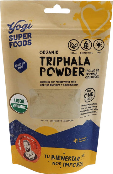 Yogi Super Foods Organic Triphala Ayurveda Herb Powder for Detox, Immune Support, Digestive Health & Balance - Gluten Fr