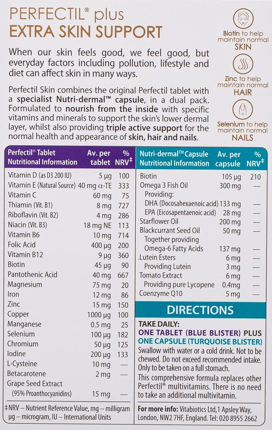 Perfectil by Vitabiotics Plus Skin Extra Support Tablets & Capsules x 28