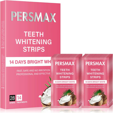 PERSMAX Teeth Whitening Strips 14 Treatments, Enamel Safe for Whiter Teeth, Non-Slip Sensitivity Free Dental Teeth Whitening Kit, Pack of 28 Strips