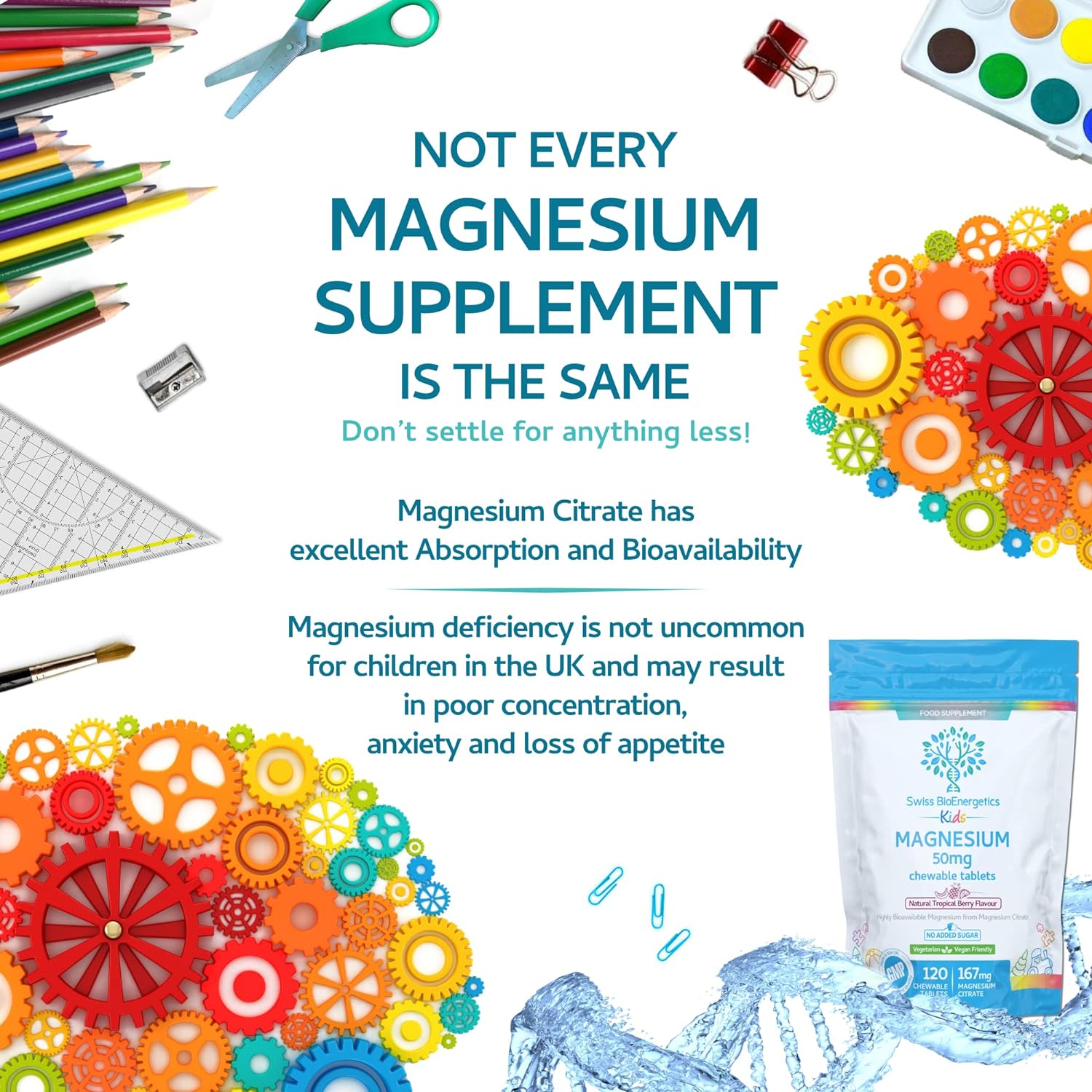 Magnesium Chewable Tablets 50mg – Balanced Dosage for Children from 16