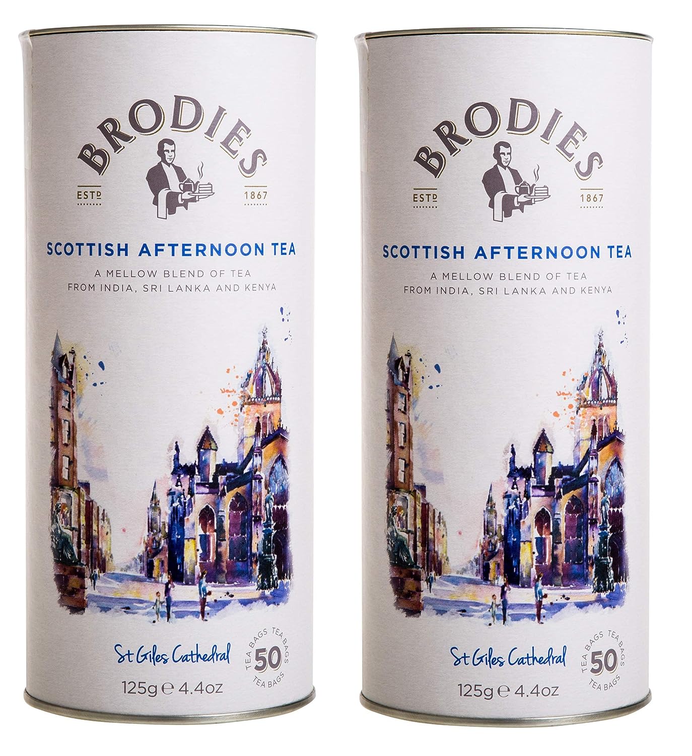 Brodies Tea, Scottish Afternoon Tea, 50-Count Bags of Black Tea Imported from Scotland (Pack of 2)