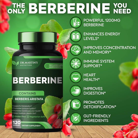 Potent 1200mg Berberine Supplement | 120 Capsules | Berberine HCL Supp