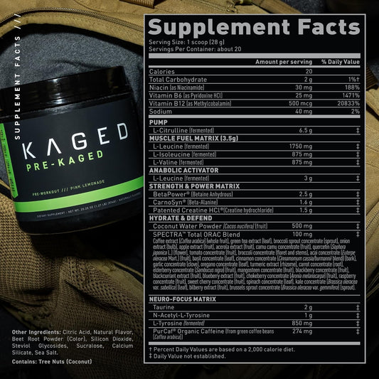 Kaged Original Pre Workout Powder | Pink Lemonade | Pre-Kaged | Formul