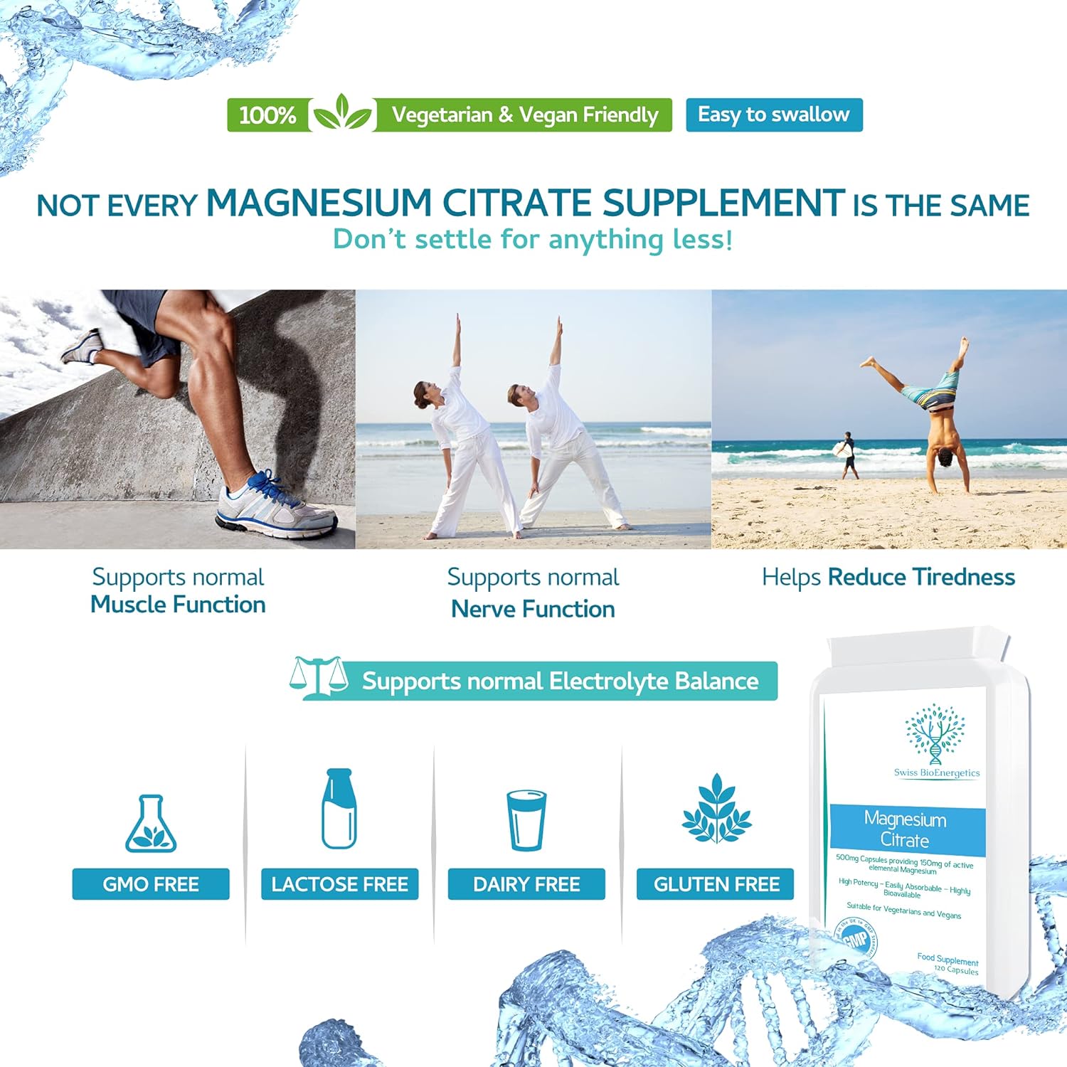 Magnesium Citrate 500mg 120 Capsules - Providing 150mg of Active Eleme