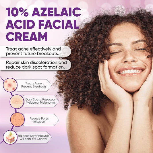 AOBBIY Azelaic Acid Cream, 10% Azelaic Acid Booster, Acne Treatment for Face, Body Acne Treatment, Rosacea Treatment for Face, Rosacea Skin Care Products, Melasma Treatment for Face, 1