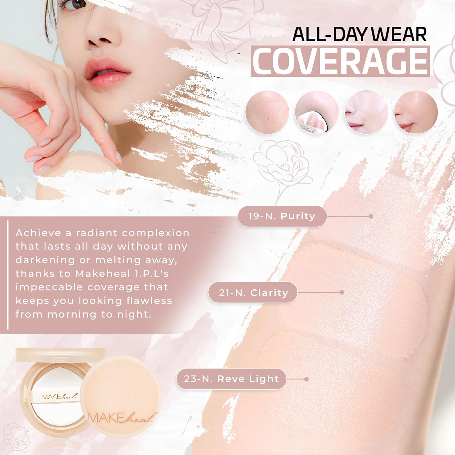 [Makeheal] 1.P.L Cushion with SPF 40 PA++, Conceal Blemishes