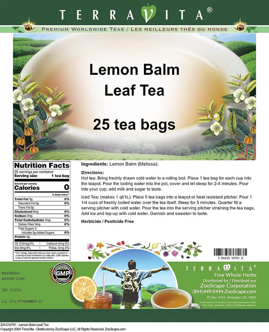 Lemon Balm Leaf Tea (25 tea bags, ZIN: 510781)