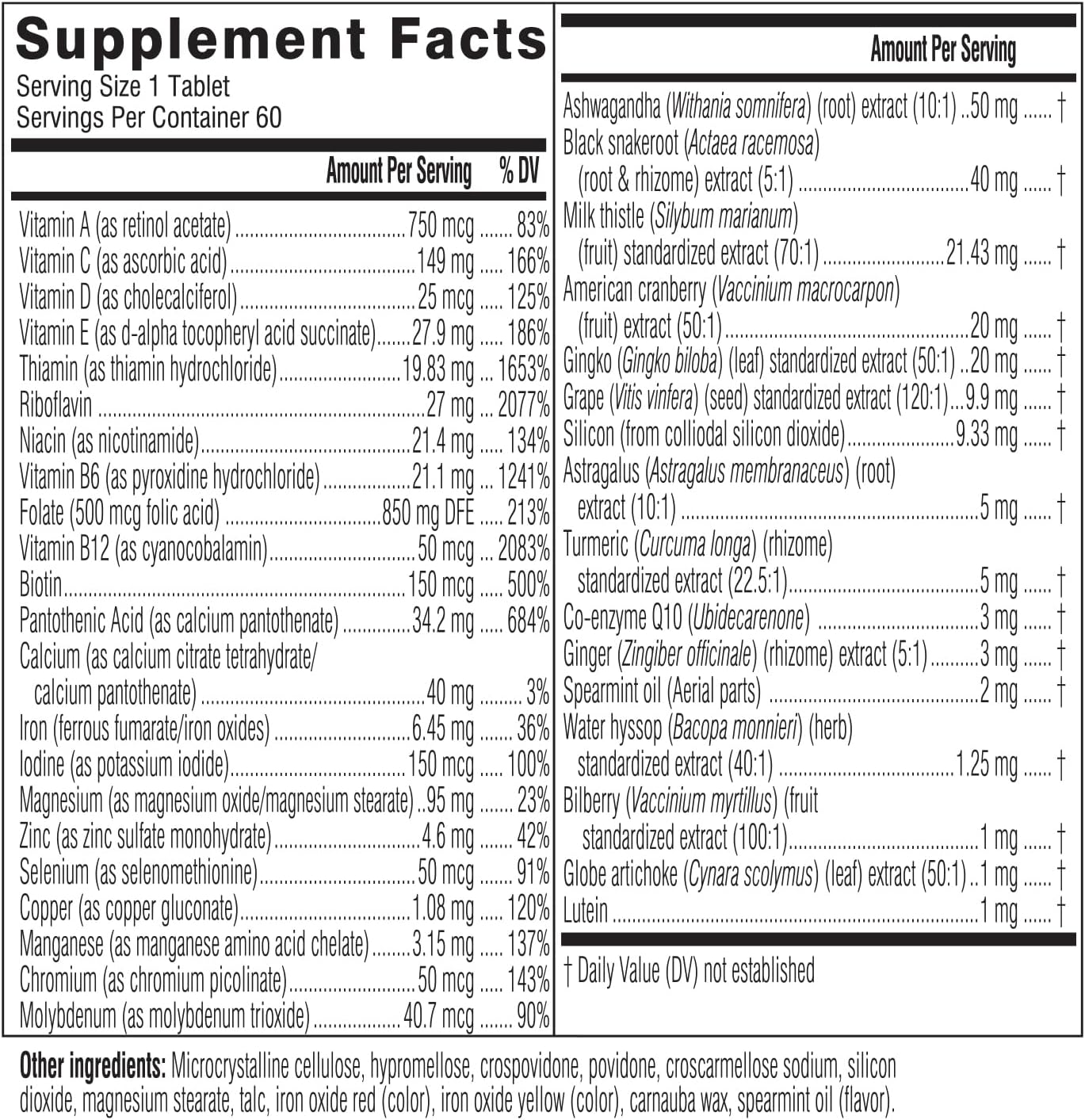 Swisse Daily Multivitamin for Women 50 and Over | 41 Vitamins, Antioxi