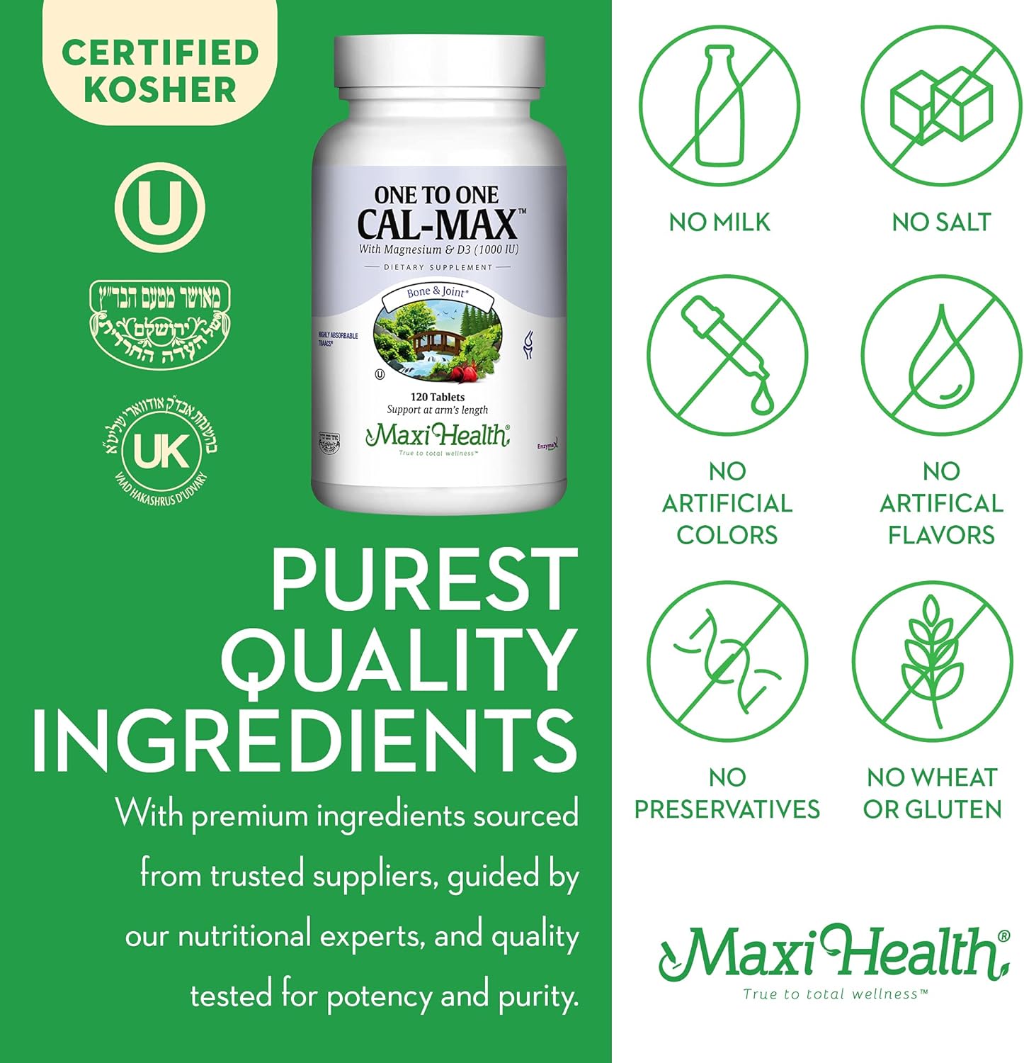  Maxi Health 500 mg Calcium Supplement with Vitamin D3 (1000