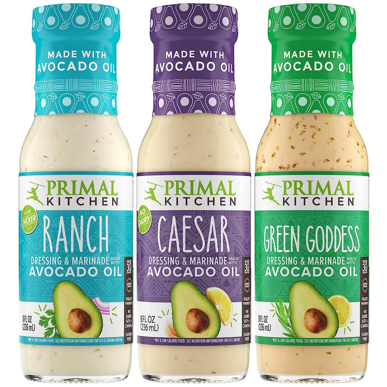 Primal Kitchen Ranch Dressing, Caesar Dressing, And Green Goddess Dres2.91 Pounds