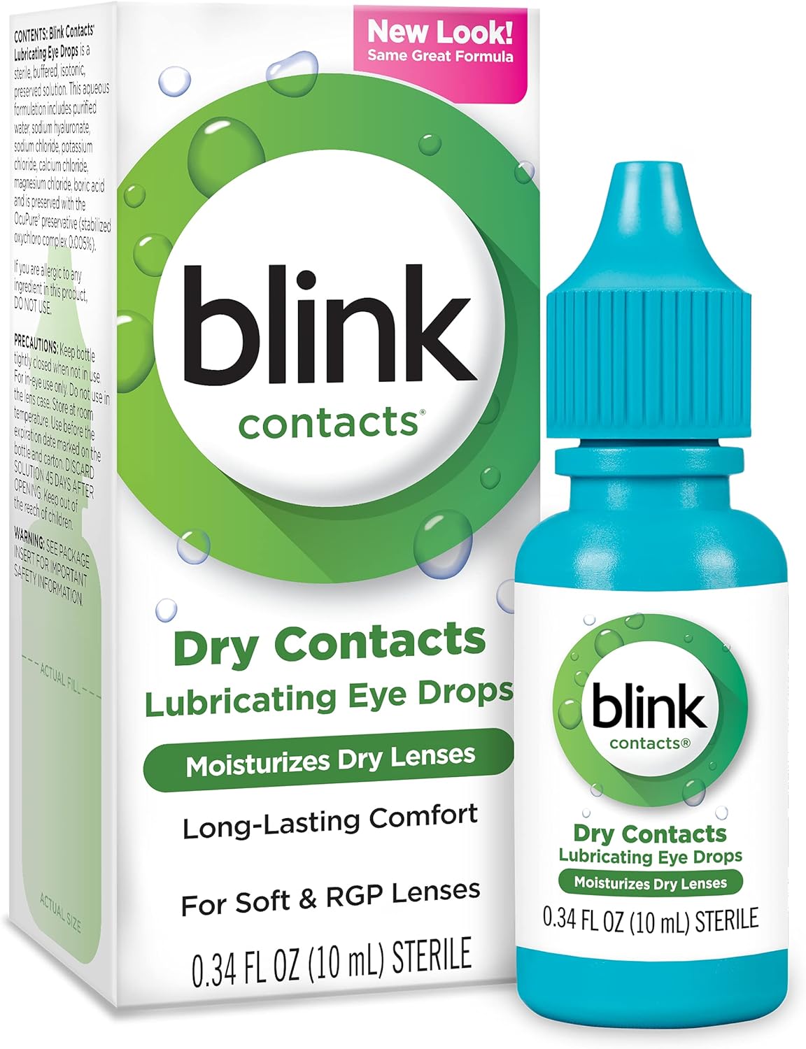 Blink Contacts Lubricant Eye Drops, 0.34 oz (Pack of 4)