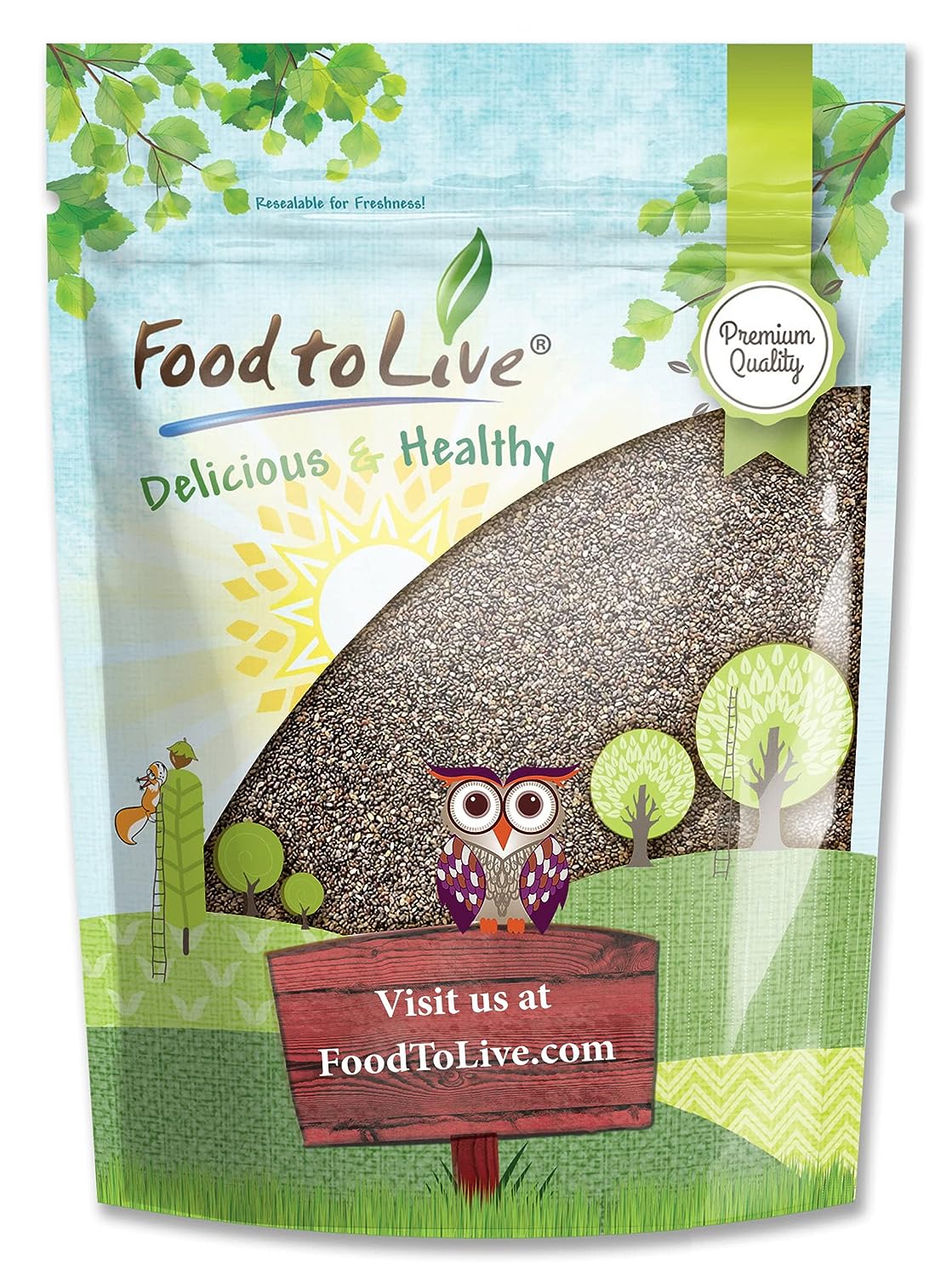 Black Chia Seeds – Whole, Sproutable, Vegan, Kosher, Keto, Sirtfood, Bulk. Rich In Essential Fatty Acids, Fiber, Protein. Great For Chia Pudding, Smoothie, Oatmeal