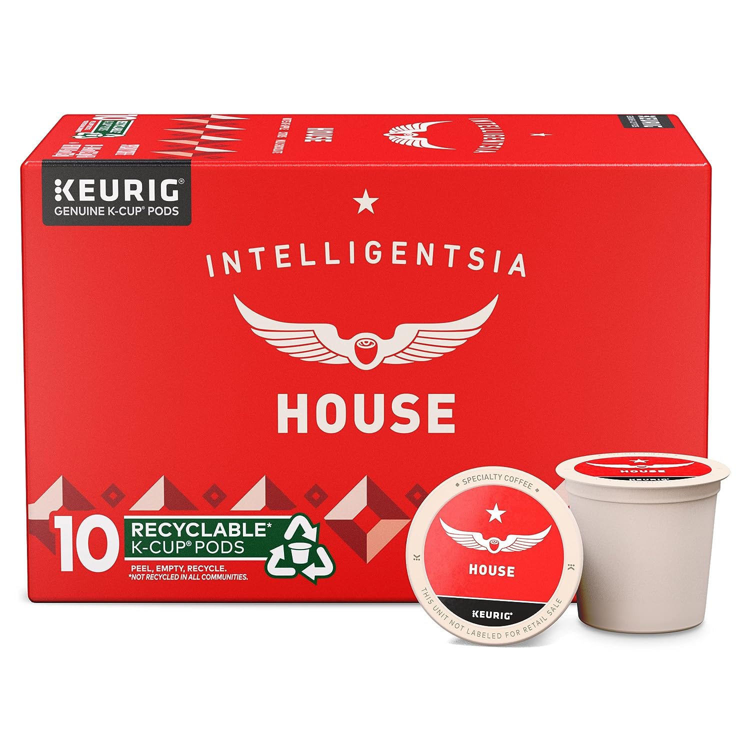 Intelligentsia Coffee, Light Roast K-Cup Pods for Keurig Brewers - House 10 Count with Flavor Notes of Milk Chocolate, Mandarin, and Apple (1 Box of 10 K-Cup Pods)