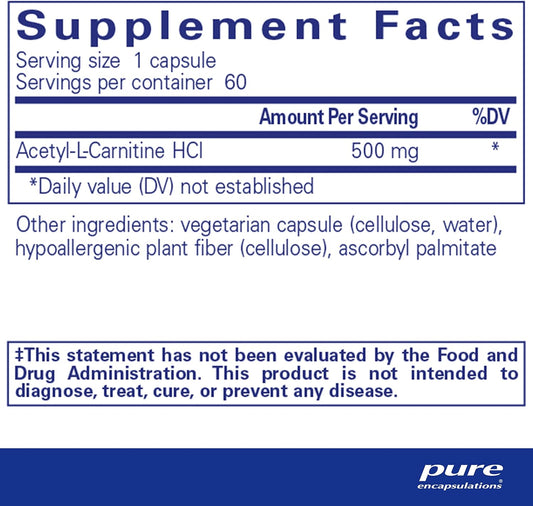 Pure Encapsulations Acetyl-l-Carnitine 500 mg | Memory Supplement for
