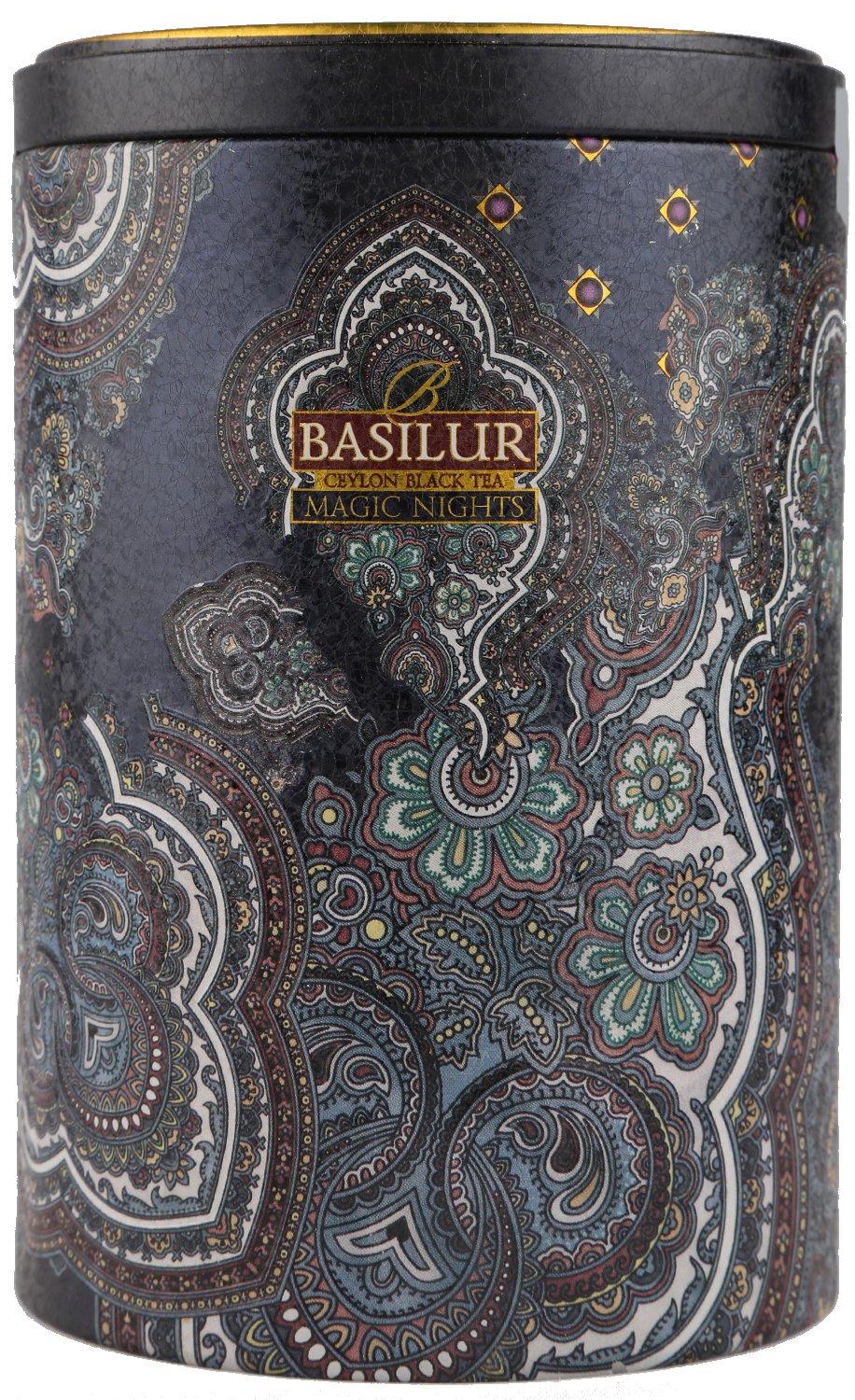 Basilur Pure Ceylon Black Tea "1001 Nights" Oriental Collection with cornflower, blue malva,cranberry fruits and flavour in the Metal Caddy