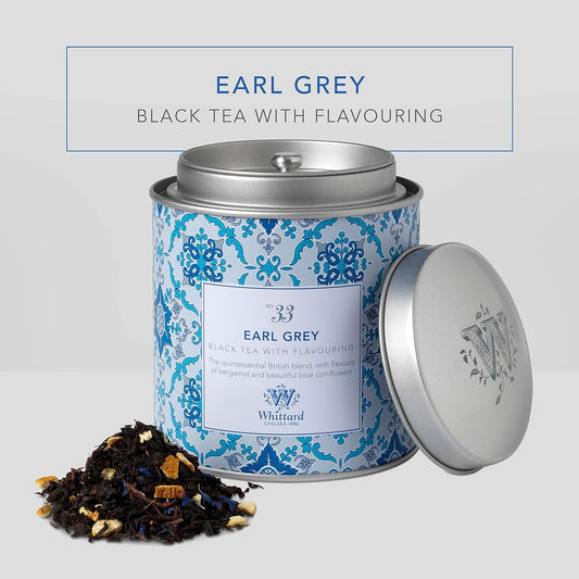 Whittard of Chelsea - Tea Discoveries Earl Grey Caddy - Black Loose Leaf Tea, Vegetarian, Vegan Friendly, Resealable Tea Tin (100g, 1ct)
