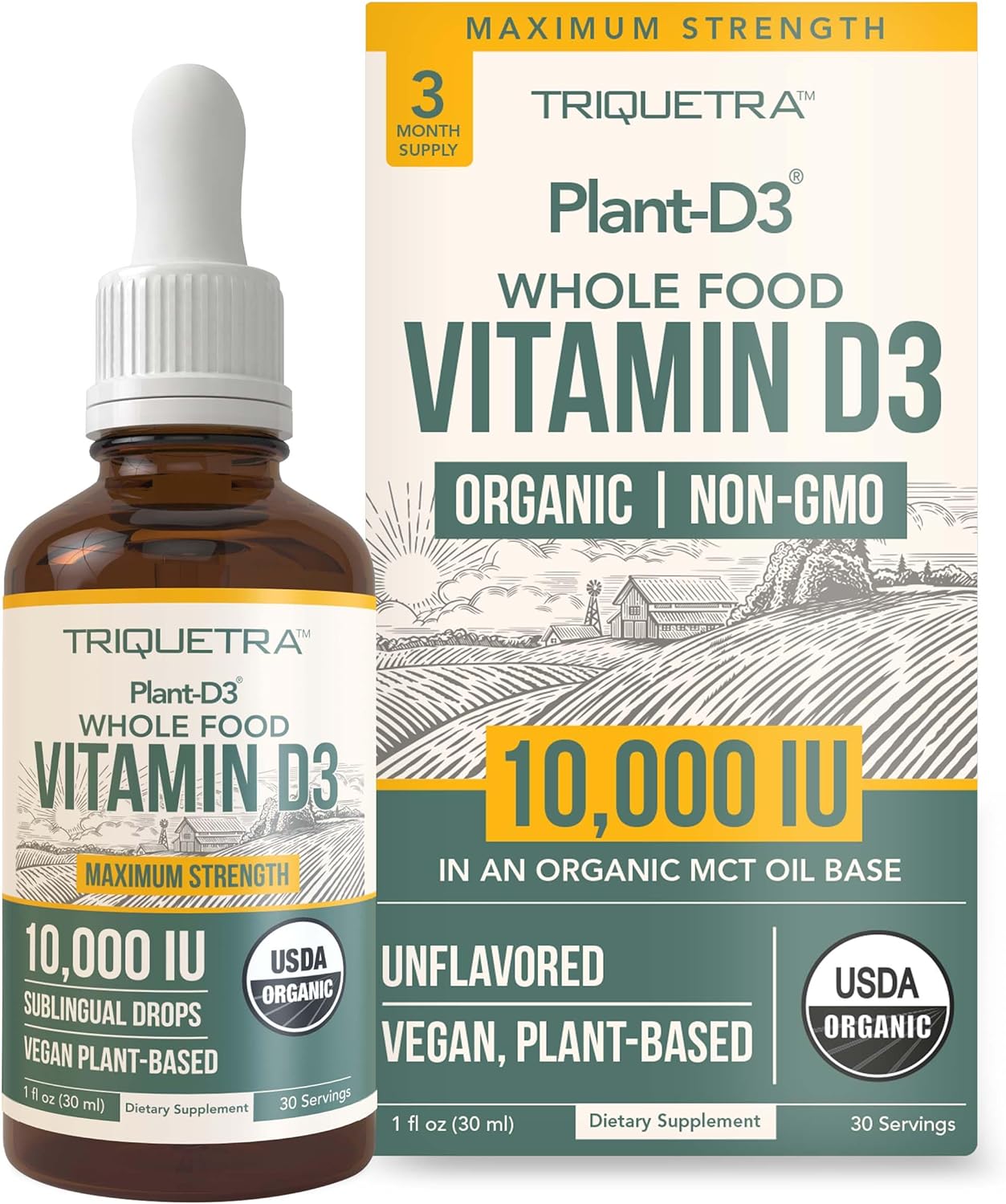 Organic Vitamin D3 10,000 Iu - Plant D3, Vegan, Max Strength Sublingua