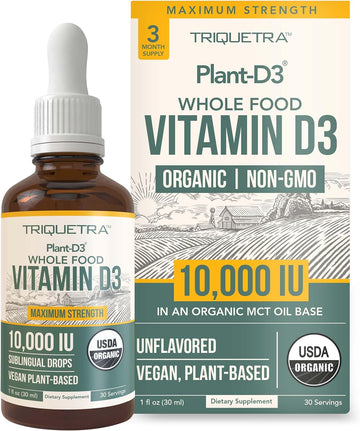 Organic Vitamin D3 10,000 IU - Plant D3, Vegan, Max Strength Sublingua