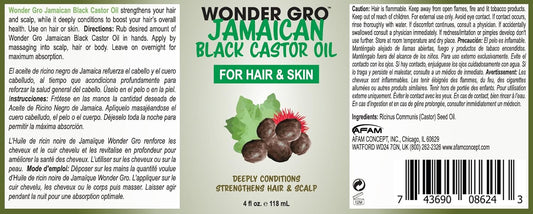 Essential Oil Hair & Skin Jamaican Black Castor Oil, 4 fl oz - Deep Strengthening Conditioner - Boost Hair Growth for Al