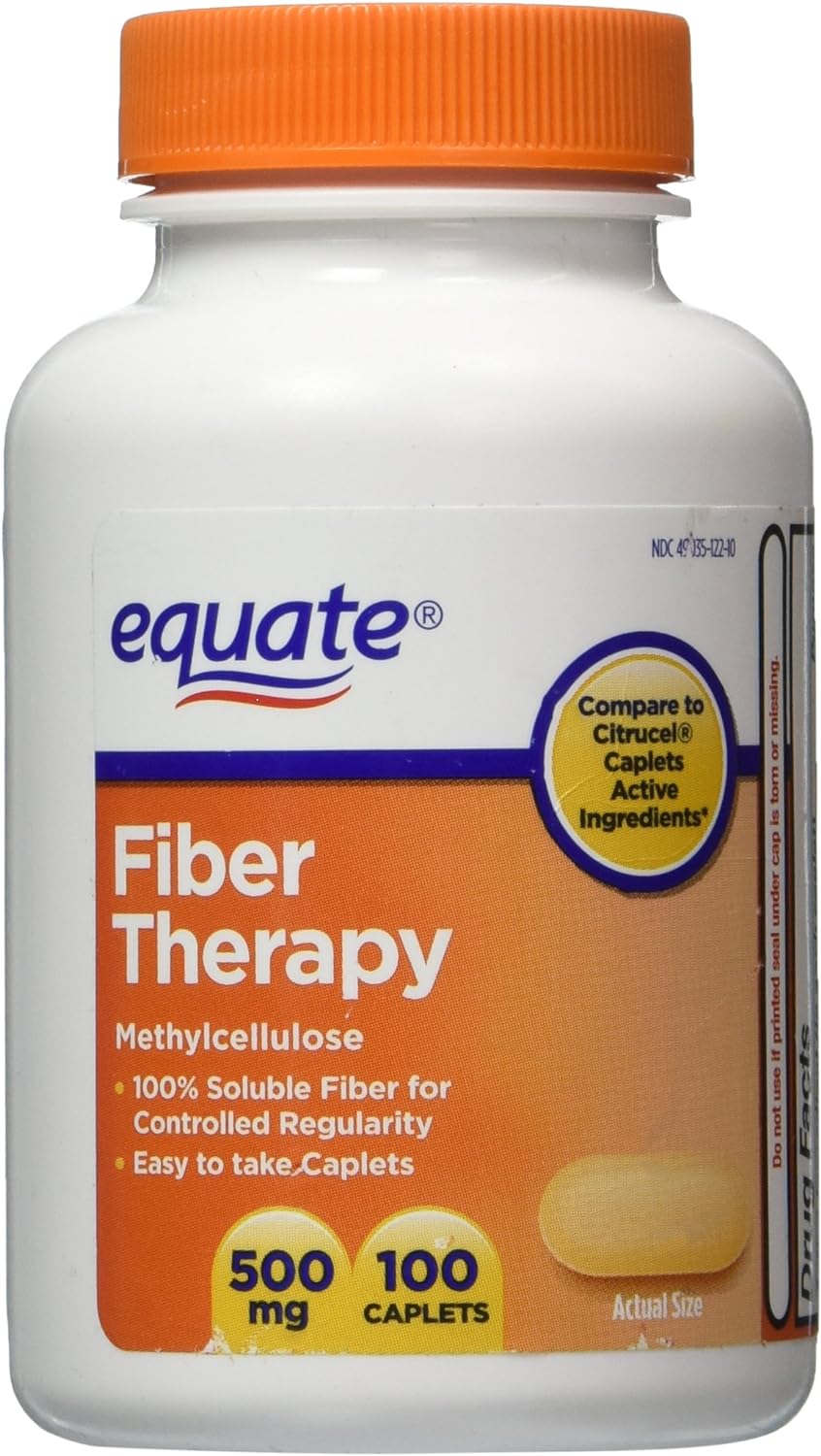 Equate Fiber Therapy For Regularity Fiber Supplement Caplets, 500mg, 13.4 Ounces