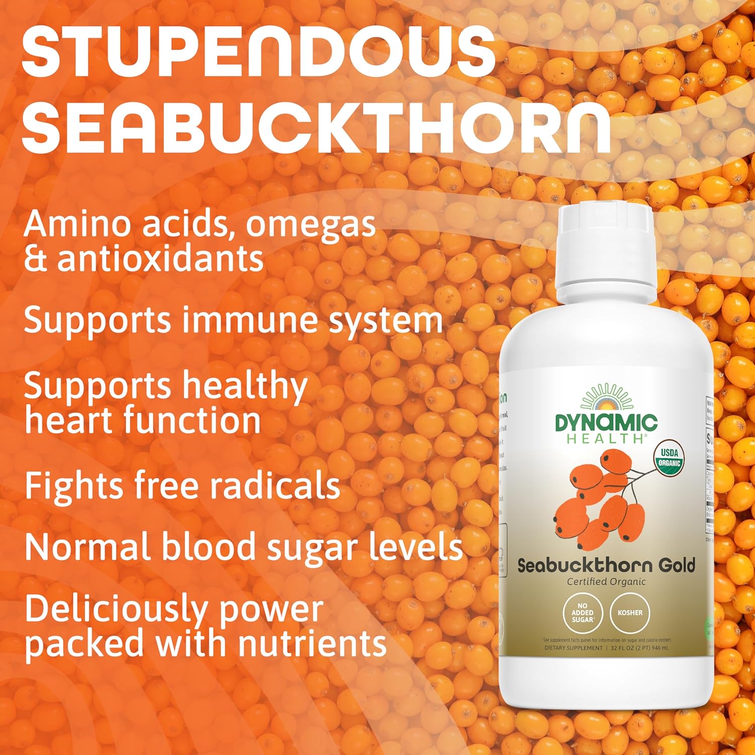 Dynamic Health Seabuckthorn Gold, USDA Certified Organic Sea Buckthorn