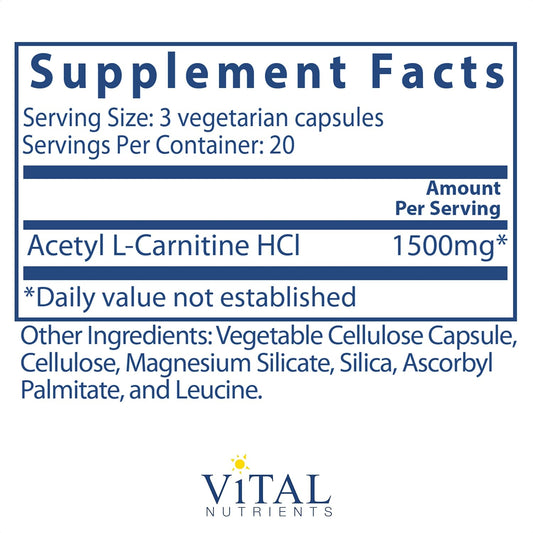 Vital Nutrients - Acetyl L-Carnitine - Supports Normal Brain Function