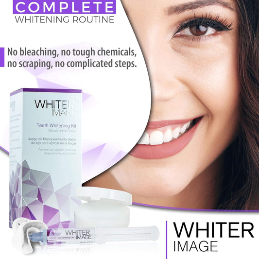 Whiter Image Deluxe Teeth Whitening Kit to Eliminate Teeth Discoloration While Fighting Plaque Bacteria, Teeth Whitening Set for A Stronger Enamel