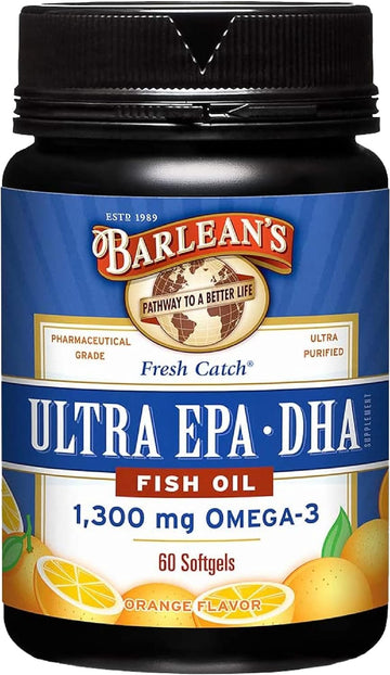 Barlean's Fish Oil Omega 3 Supplement, Ultra EPA DHA Fatty Acid Softgels for Joint, Brain, & Heart Health Supplements, 1