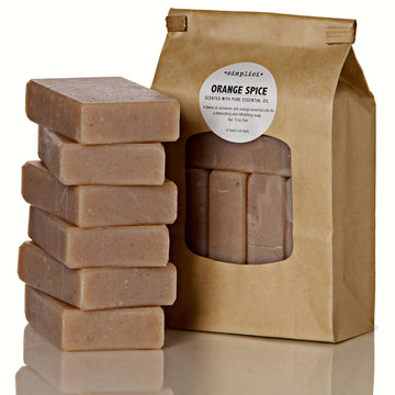 SIMPLICI Orange & Cinnamon Bar Soap Value Bag (6 Bars) Bulk Palm Oil Free. Scented with Pure Essential Oils