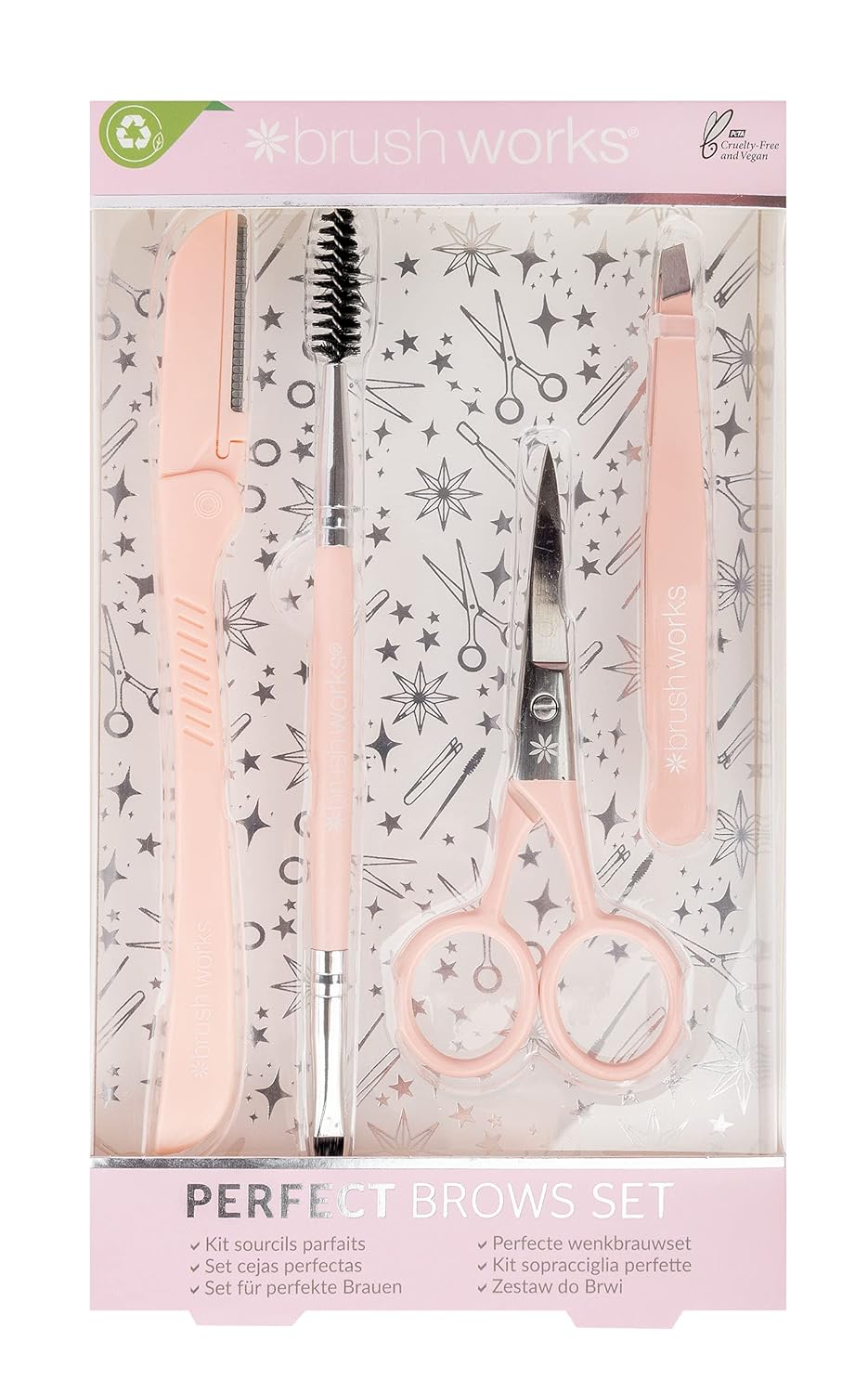 Brushworks Perfect Brows Set, Pink, One Size