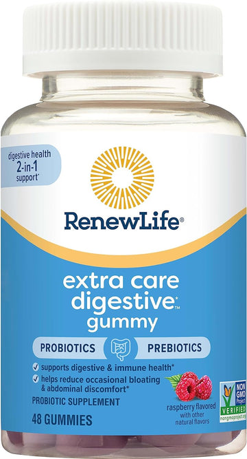 Renew Life Extra Care Digestive Prebiotic and Probiotic Gummies, Daily5.8 Ounces