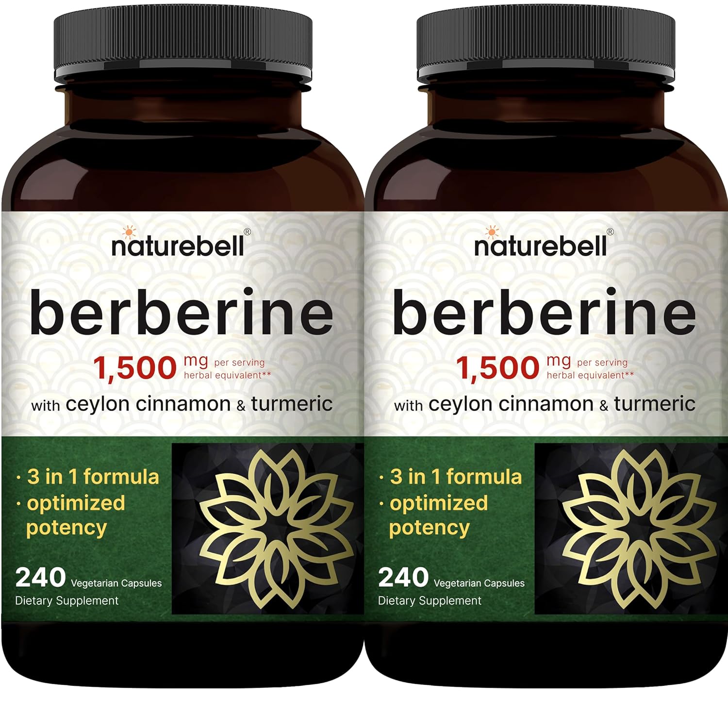 2 Pack Berberine Supplement 1500Mg, 480 Veggie Capsules | Plus 1200Mg