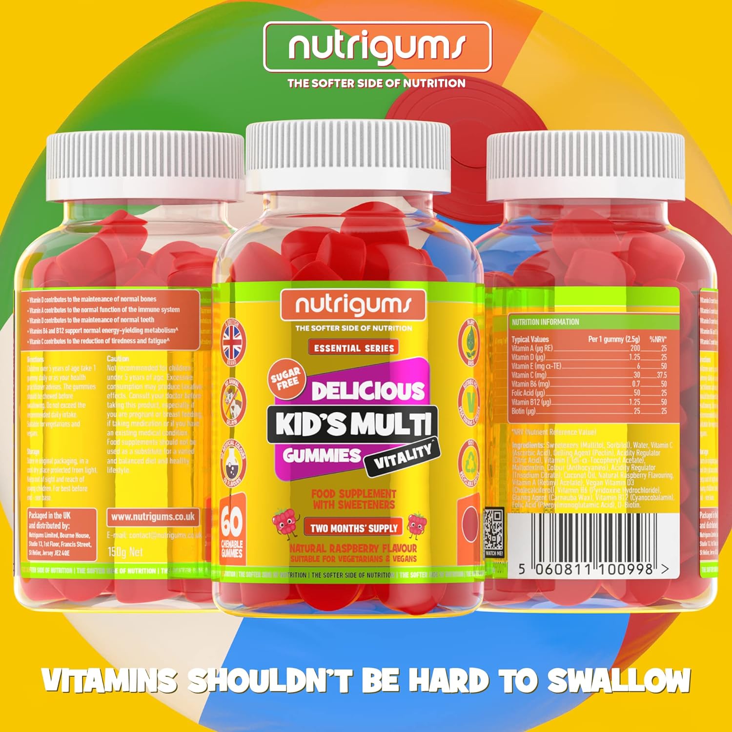 Kids Multi Vitality Gummy | Strawberry Flavour | 60 Vegan Gummies | Su