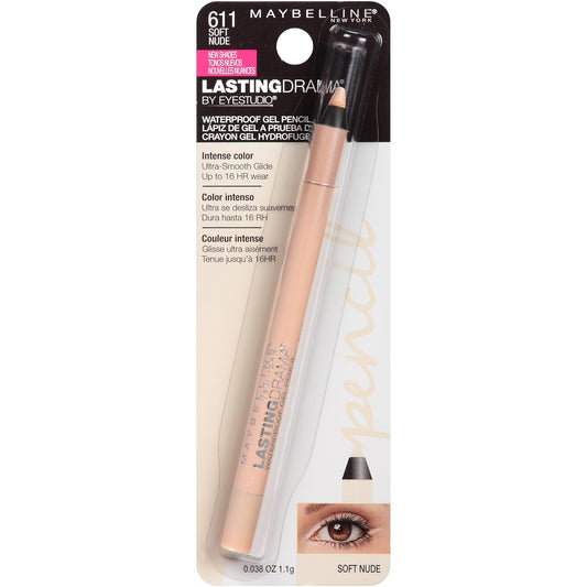 Maybelline New York Eyestudio Lasting Drama Waterproof Gel Pencil, Soft Nude, 0.037