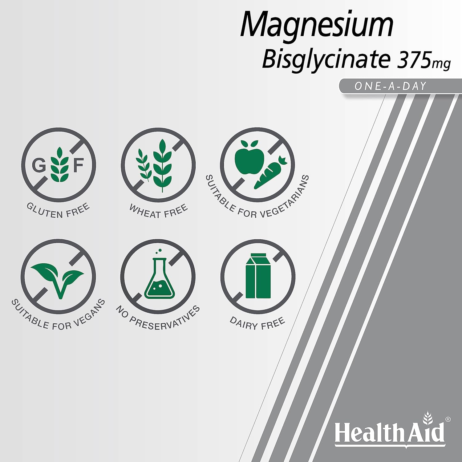 HealthAid Magnesium Bisglycinate Vegan Tablets, 60-Count

