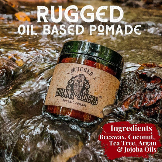 Johnny Slicks Rugged Oil Based Pomade - Organic Hair Pomade for Men with Low to Medium Hold - Promotes Healthy Hair Growth and Helps Hydrate Dry Skin - (4 )