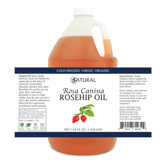 Zatural ROSA CANINA - Organic Rosehip Oil for Face, Nails, Hair and Skin - Cold Pressed Rose Hip Oil (Gallon)
