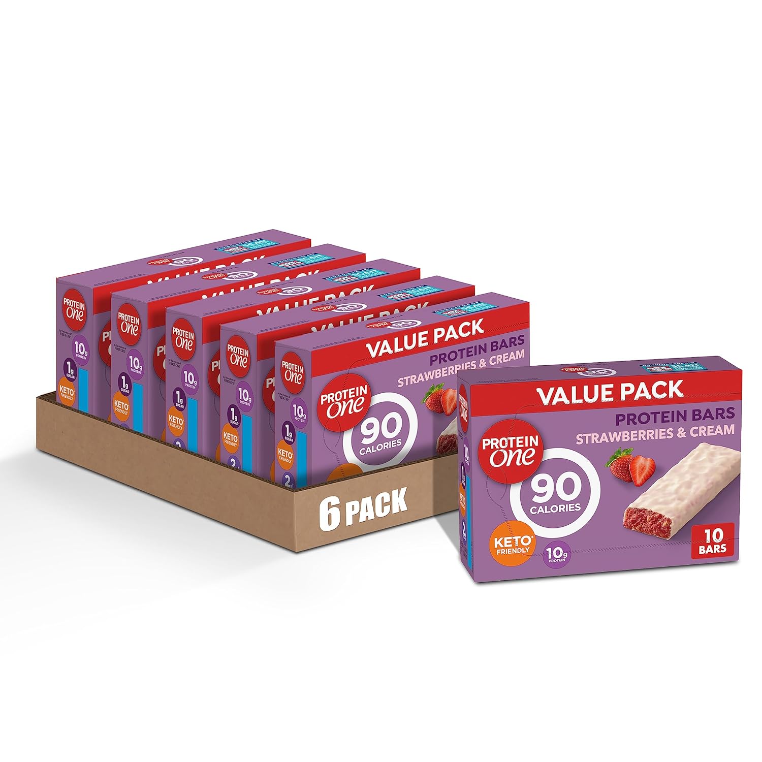 Protein One 90 Calorie Keto Protein Bars, Strawberries And Cream, 10 C0.63 Ounces