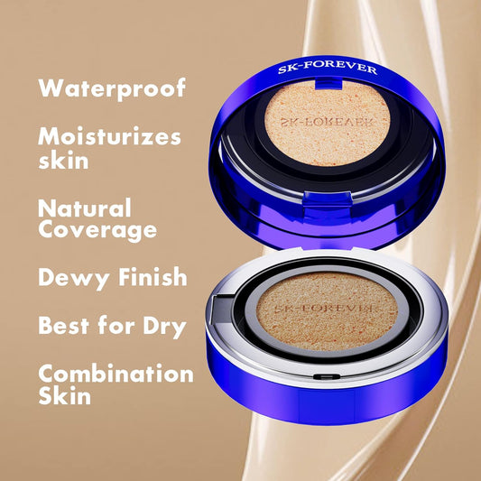 FV Full coverage Make-up Cushion Foundation, Full Coverage Hydrating awless Smooth Concealer Lightweight Face Makeup BB Cream Sponge BB cream Air Cushion 0.5 (15)