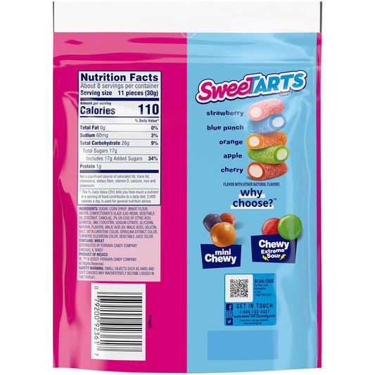 SweeTARTS Rope Bites Candy, Mixed Fruit, 8 Ounce