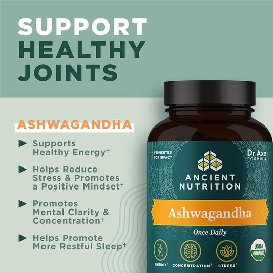 Ancient Nutrition Ashwagandha Tablets, Stress Relief, Supports Energy,