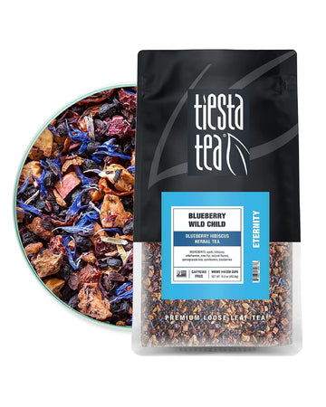 Tiesta Tea - Blueberry Wild Child, Blueberry Hibiscus Herbal Tea, Loose Leaf, Up to 200 Cups, Make Hot or Iced, Non-Caffeinated, Resealable Bulk Pouch