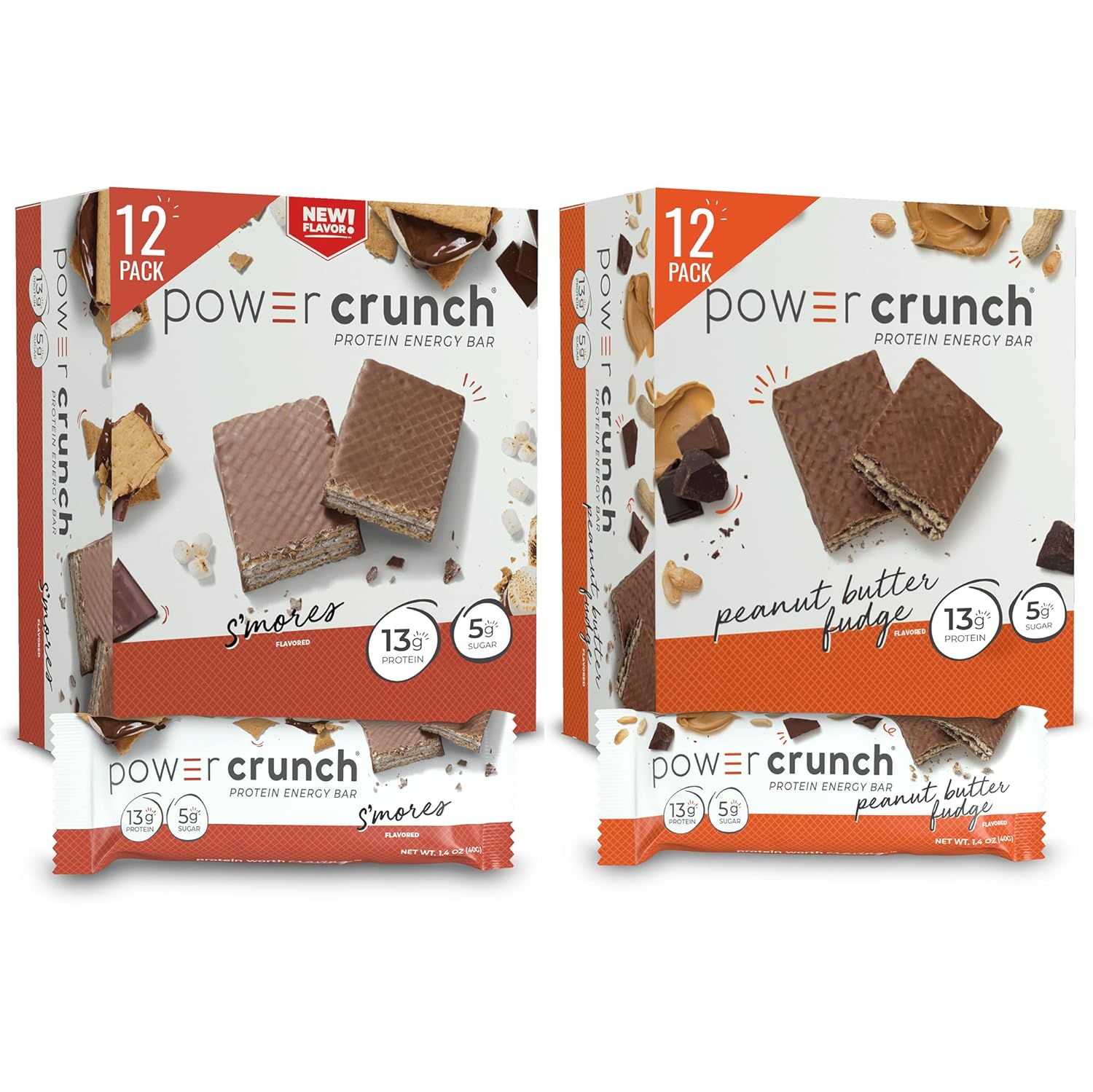 Power Crunch Protein Bars, High Protein Snacks with Delicious Taste,2 flavors each 12 pack (12*12)