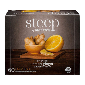 Biglow Tea Organic Lemon Ginger Tea Steep 60 Bags