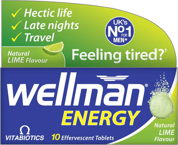 Vitabiotics Wellman Energy. 10 Effervescent Tablets. Lime avor