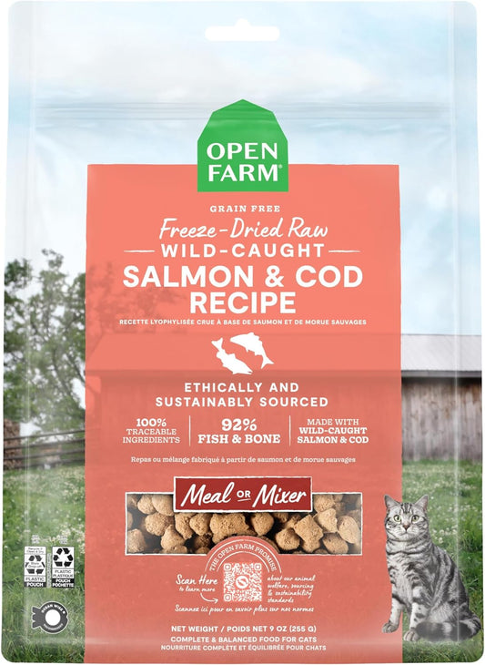 Open Farm Salmon & Cod Recipe Freeze Dried Raw Morsels for C
