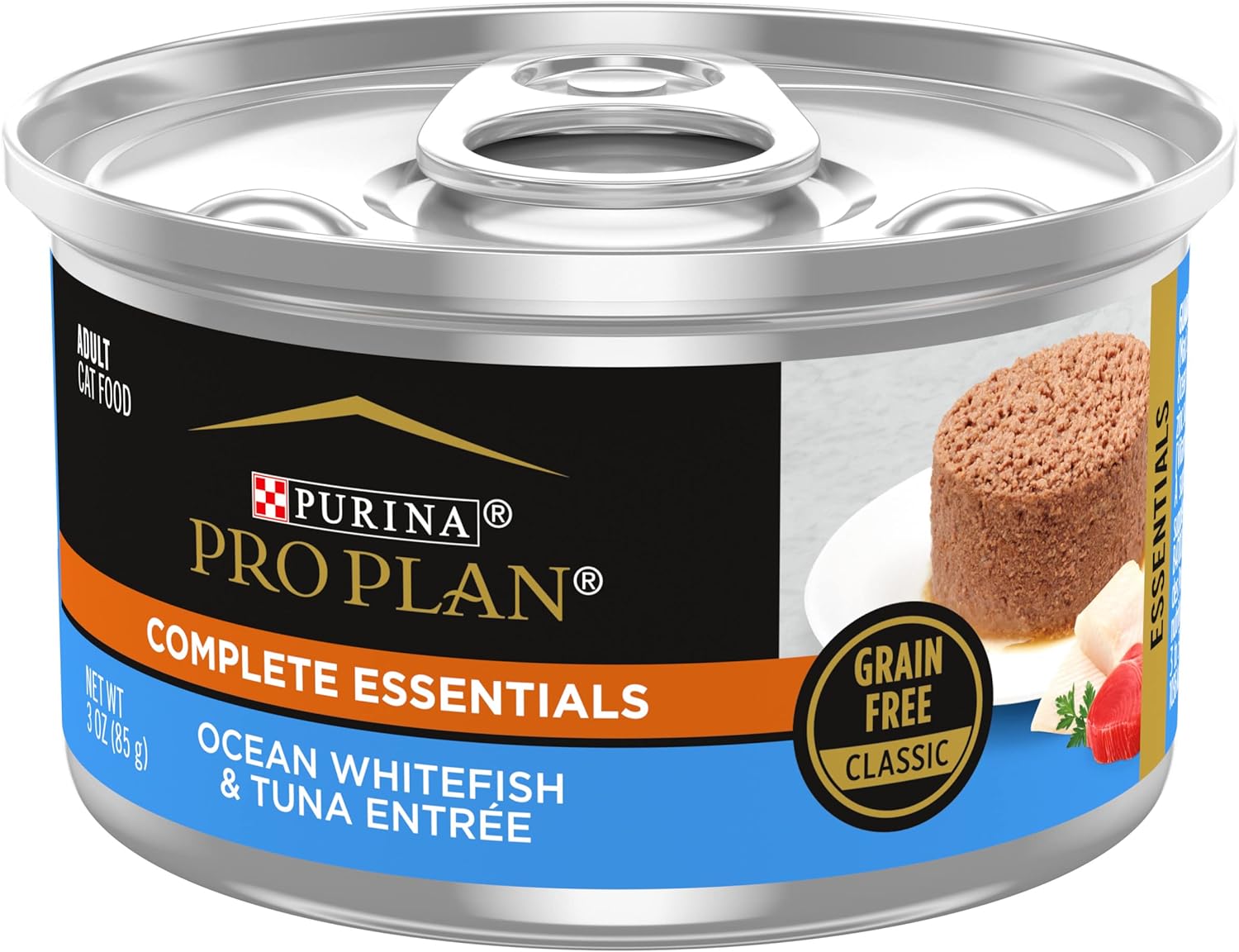 Purina Pro Plan Grain Free, High Protein Pate Wet Cat Food, Complete Essentials Ocean Whitefish & Tuna Entree - 3 Oz. Ca