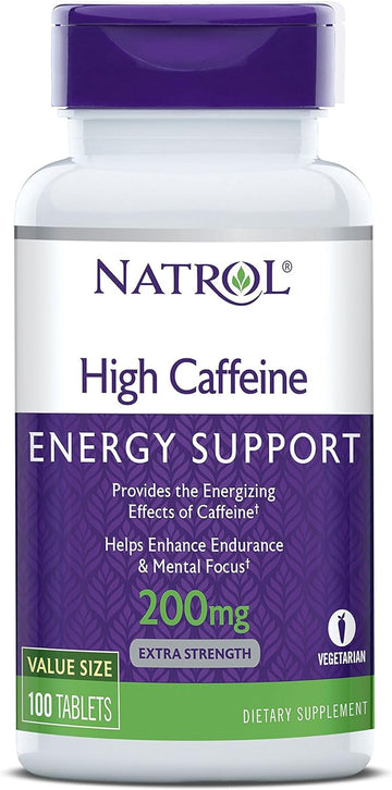 Natrol High Caffeine Tablets, Energy Support, Helps Enhance Endurance