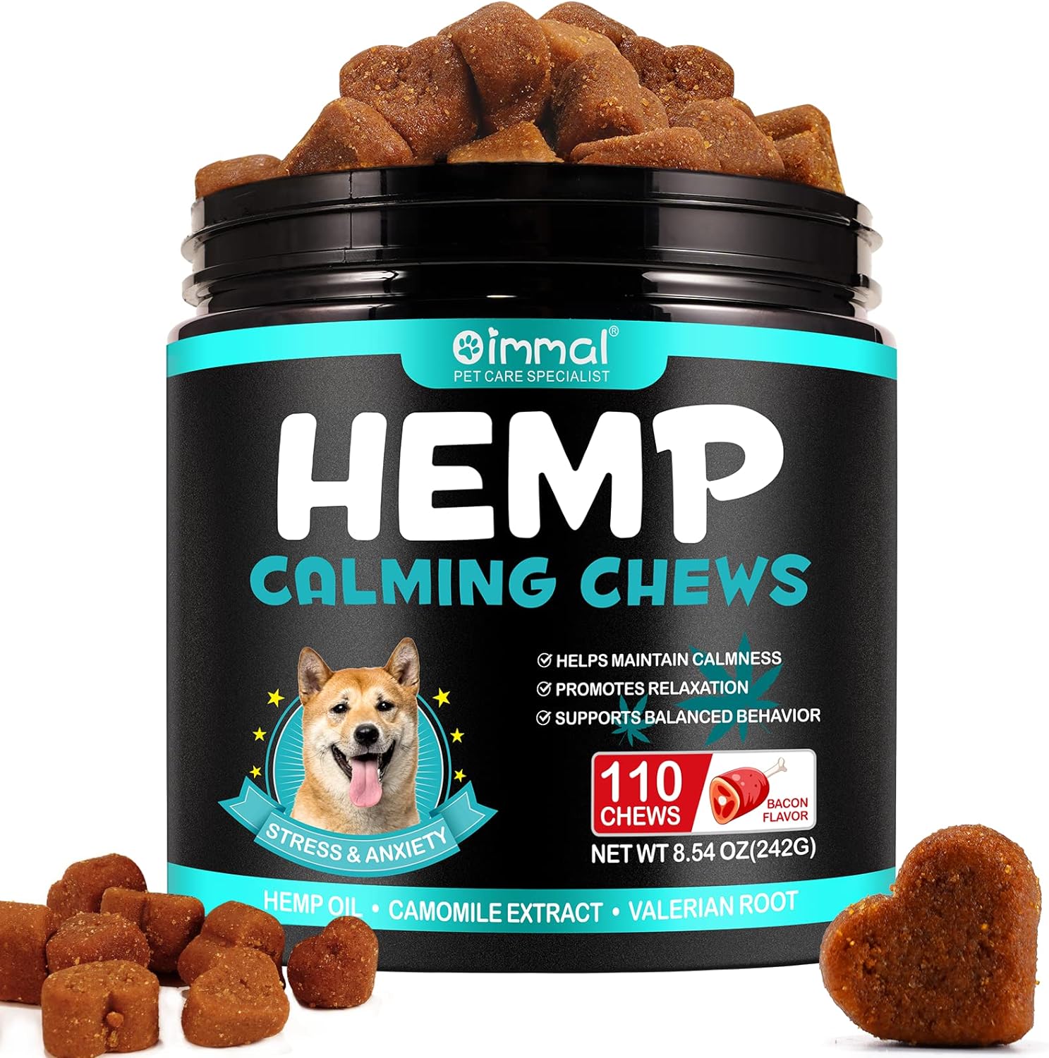 Calming Chews for Dogs, Dog Calming Chews - Anxiety Relief Treats, Aid with Separation, Barking, Stress Relief, Thunders