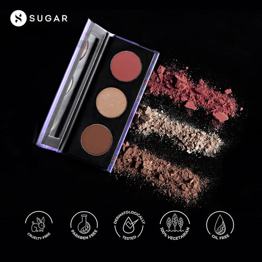 SUGAR Cosmetics Contour De Force Face Palette - 02 Vivid Victory Longlasting Formula, Lightweight Blush, Highlighter And Bronzer, Paraben Free